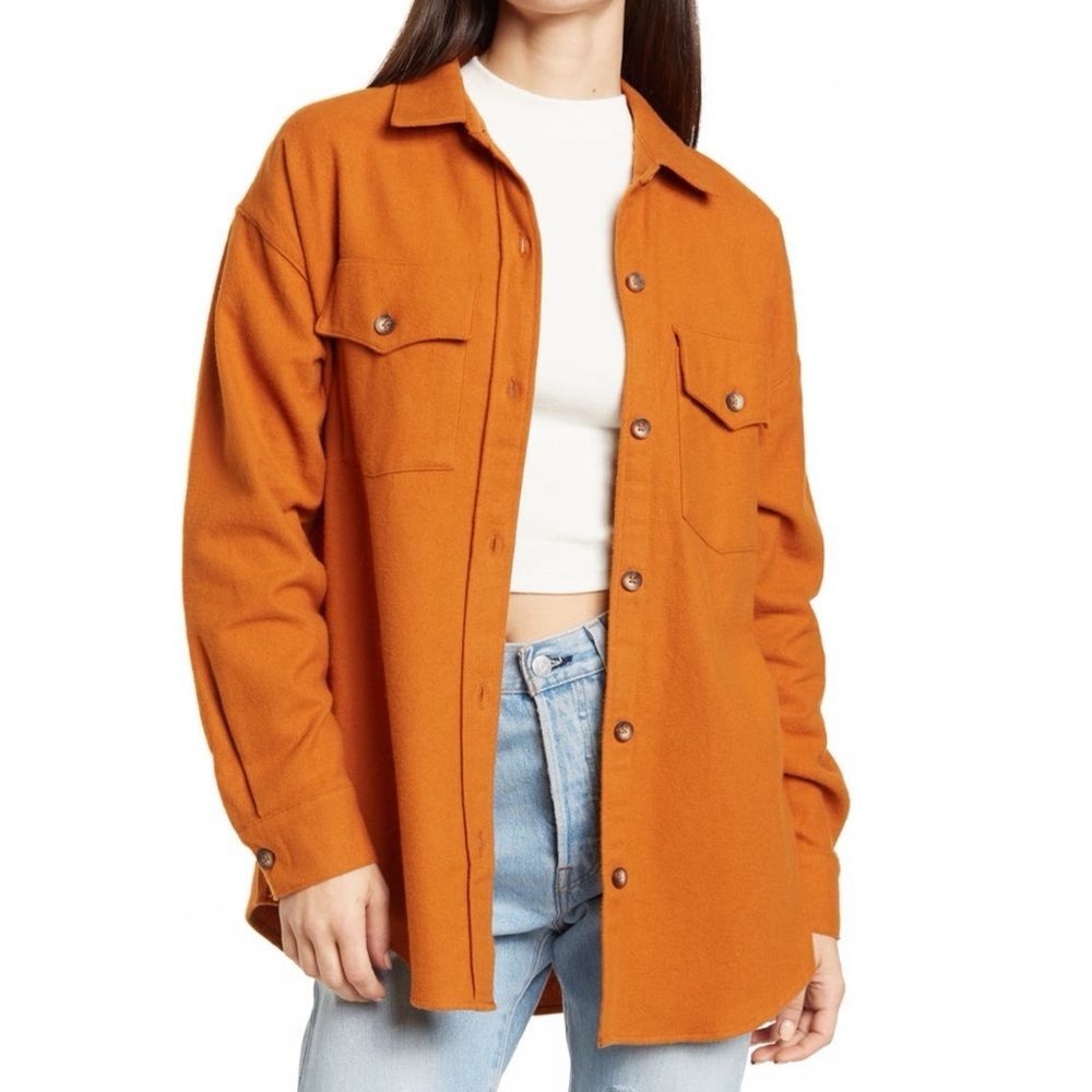 MELROSE AND MARKET Solid Shacket Size:S  Rust Leather New with Tag !